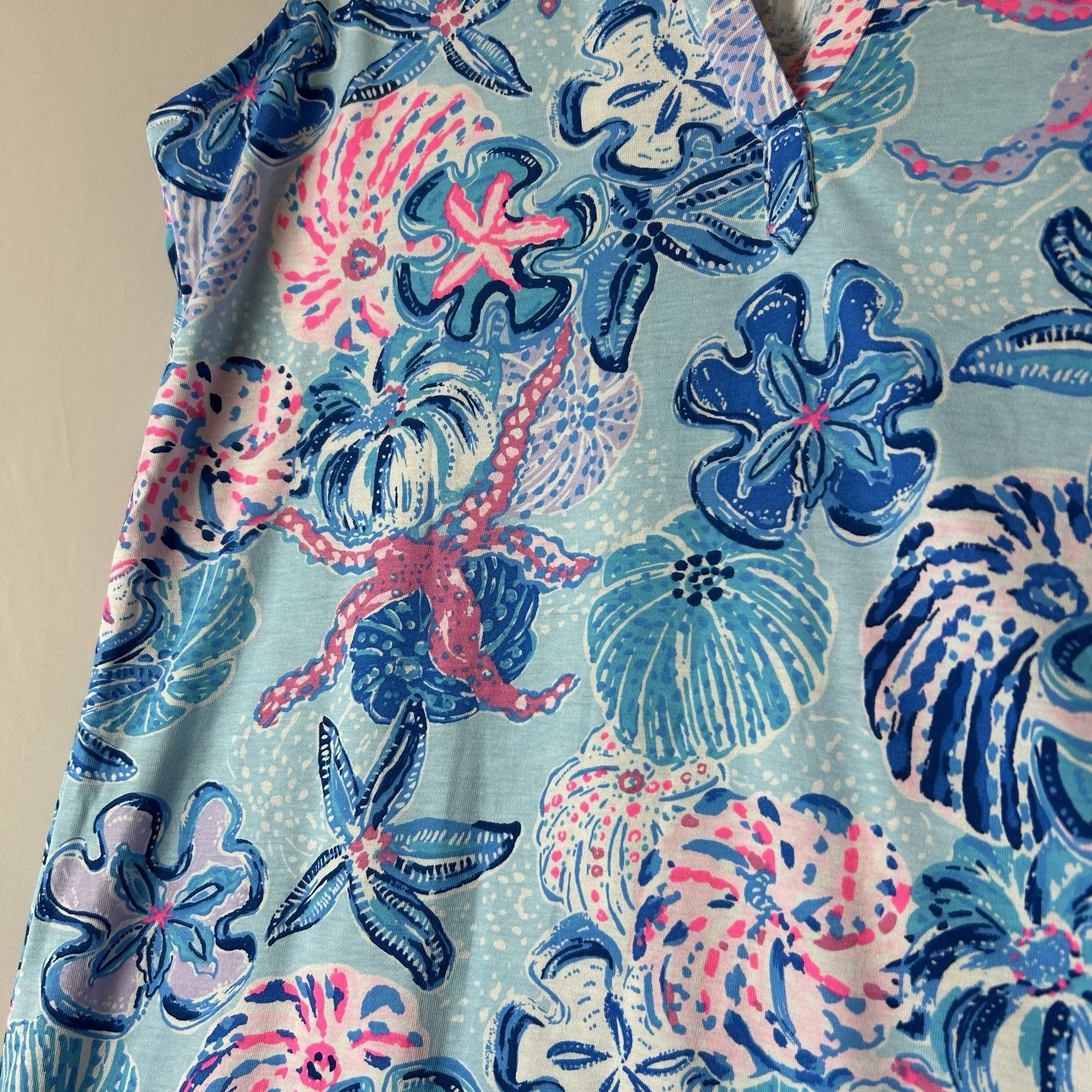 Lilly Pulitzer Dress Small Pink Blue Shells Starfish Dev Bahamas Beachcomber