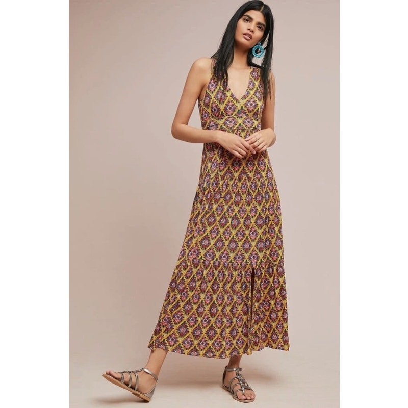 Anthropologie Maeve Luella Floral Maxi Dress Multicolor Size XS