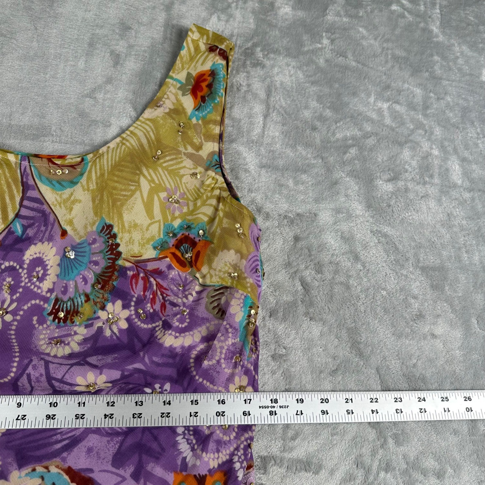 Midnight Velvet Maxi Dress 1X Purple Sequin Floral Rayon Boho Whimsigoth