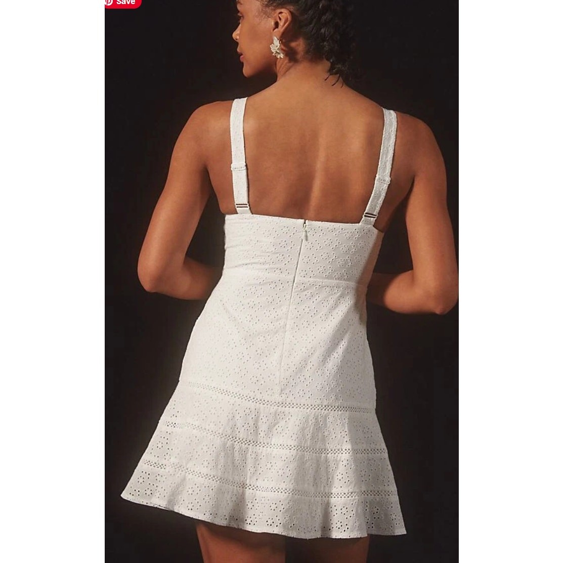 Anthropologie Mare Mare Tatum White Eyelet Mini Dress Large Flare Hem Coquette