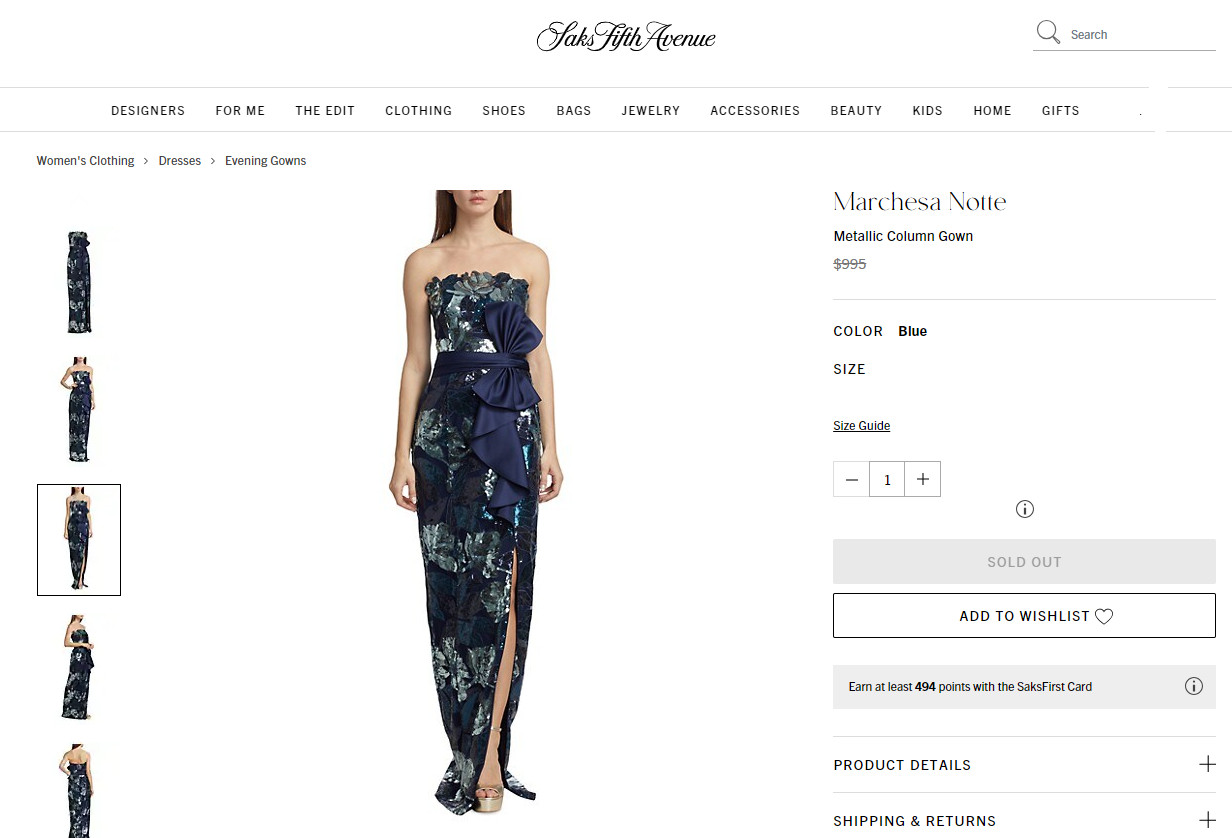 Marchesa Notte Navy & Silver Sequin Mikado Bow Gown With Deep Slit sz 6 $995