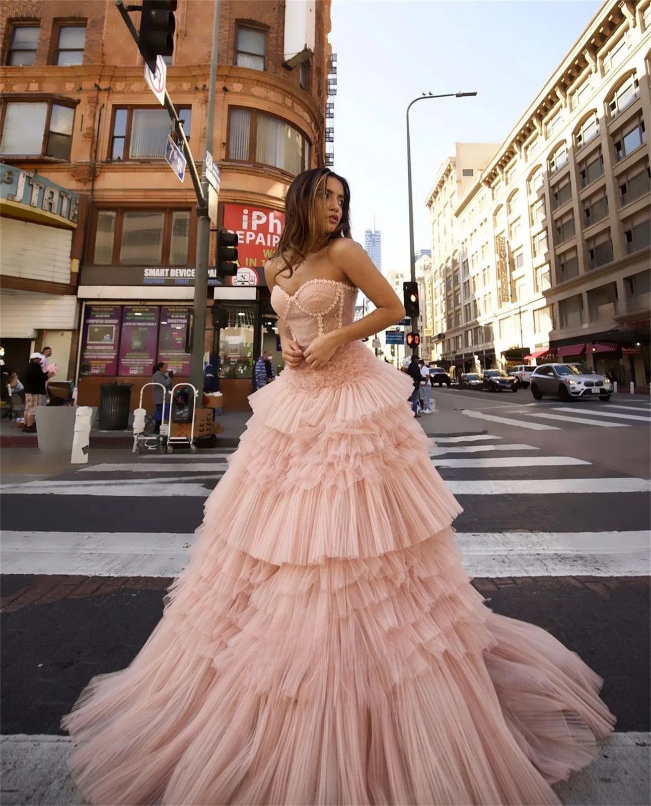 Multi-layer Long Tail Mesh Luxury Dress Weddings Evening Wedding Guest Dresses