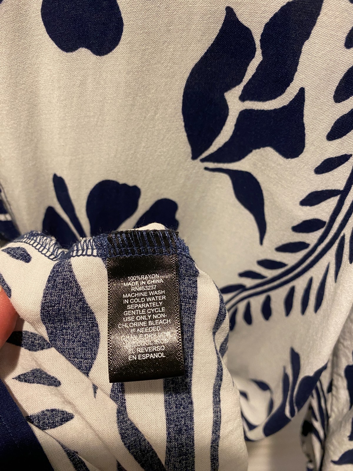 Mlle Gabrielle Blue & White Size Small Petite Above Knee Mid Sleeve Dress