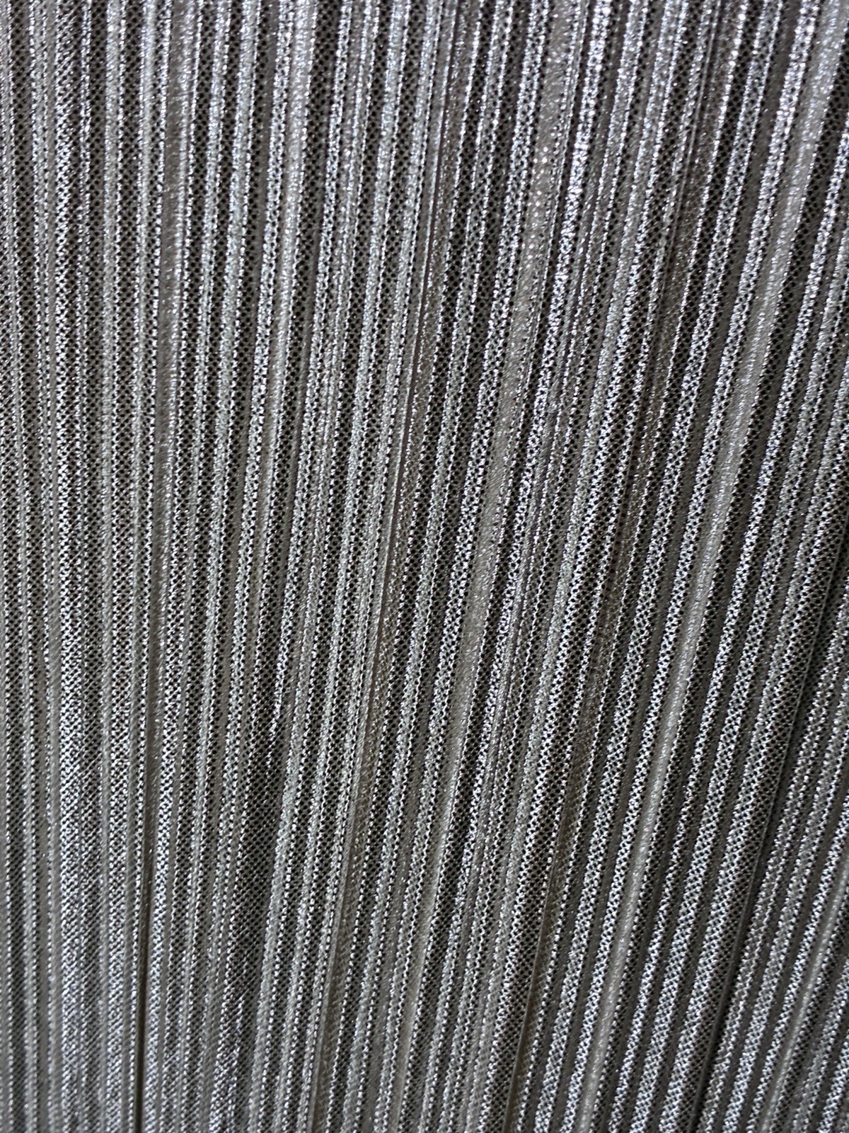 H&M Silver Metallic Pleated Round Neck Sleeveless Shift Dress Knee Length XL