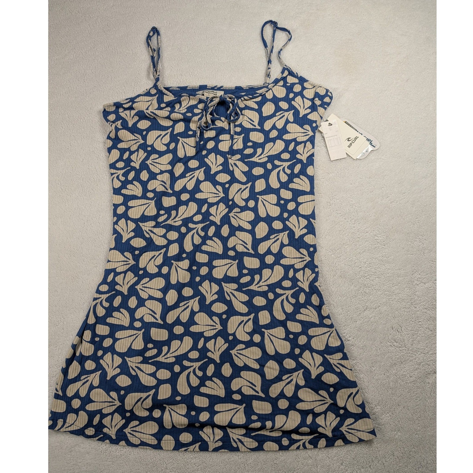 Rip Curl x Ty Williams Surf Dreams Printed Rib Mini Dress Blue M New Coastal