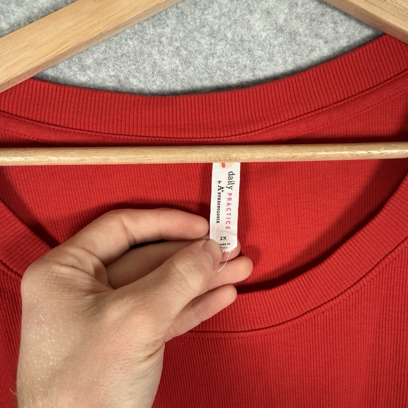 Daily Practice by Anthropologie Short-Sleeve Mini Dress Red Ribbed Tie 2X