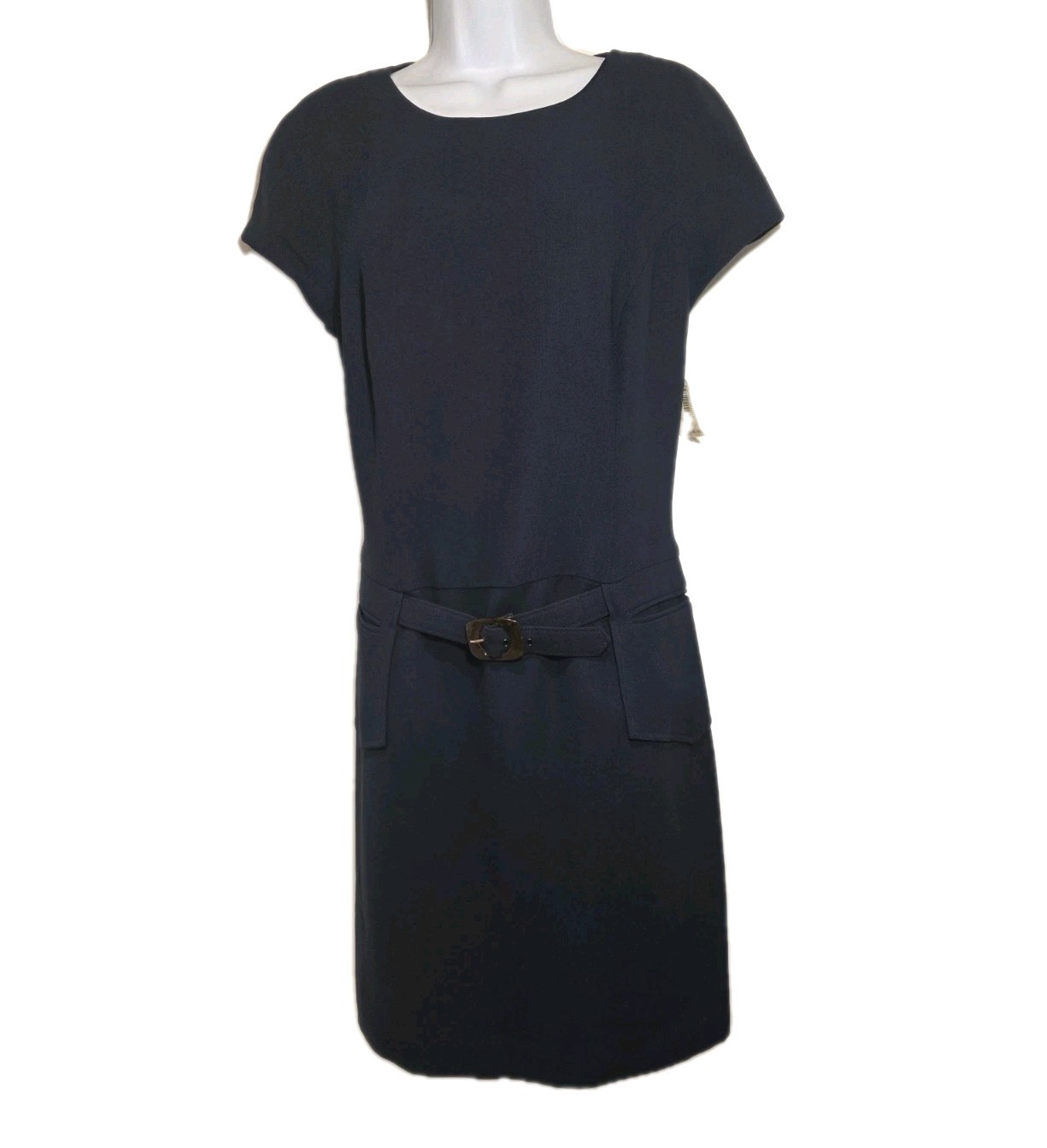 YL by Yair Vintage Navy Dropped Waist Cap Sleeve Dress Size 12 NWT