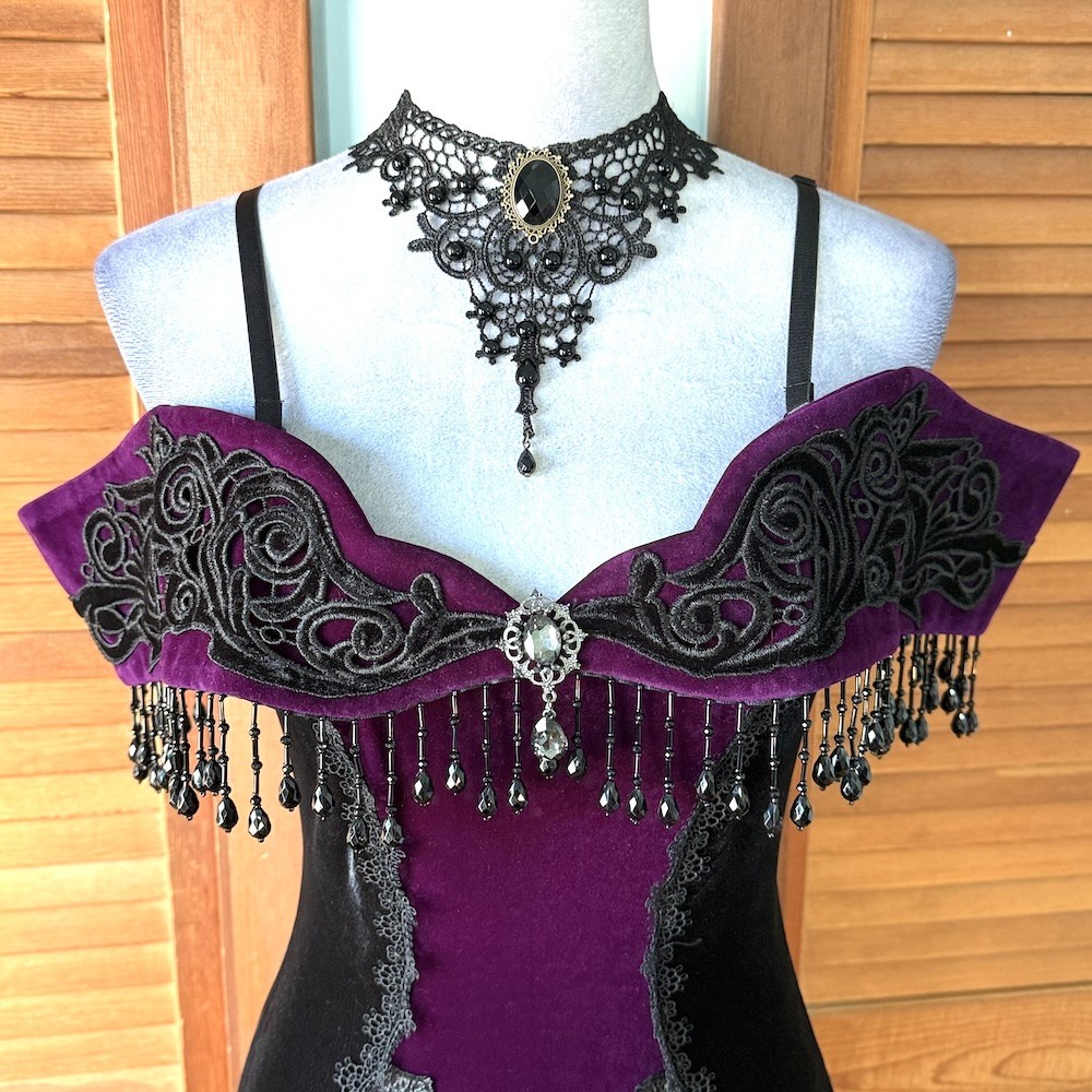 Devil Fashion Gothic Victorian ‘Vampire Masquerade’ Purple Black Velvet Gown M