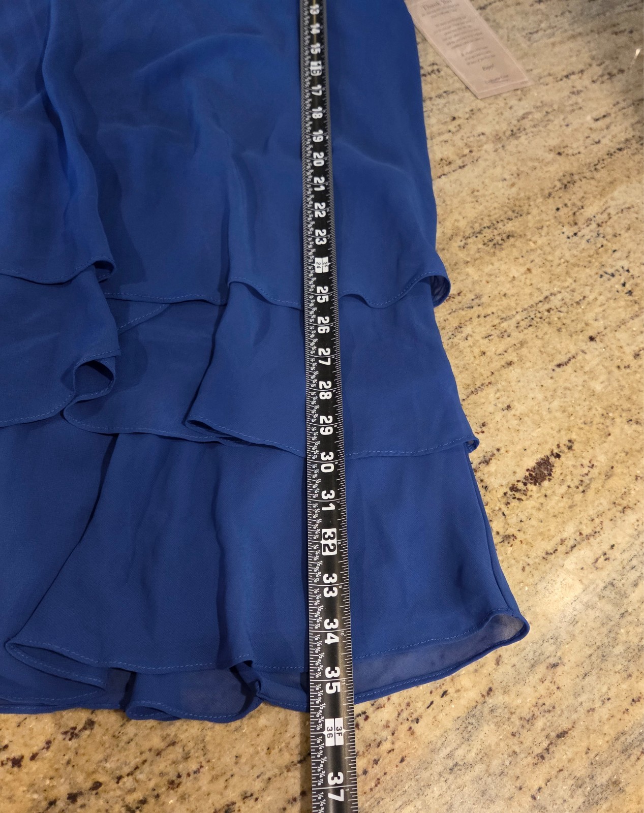 New! Coldwater Creek Sz 10P Iris Blue Chiffon Tiered Knee Length Dress Cocktail