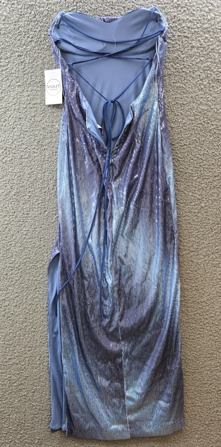 Violet Weekend Strappy Ombré Sequin Gown Junior’s 9/10 Blue Silver Lined