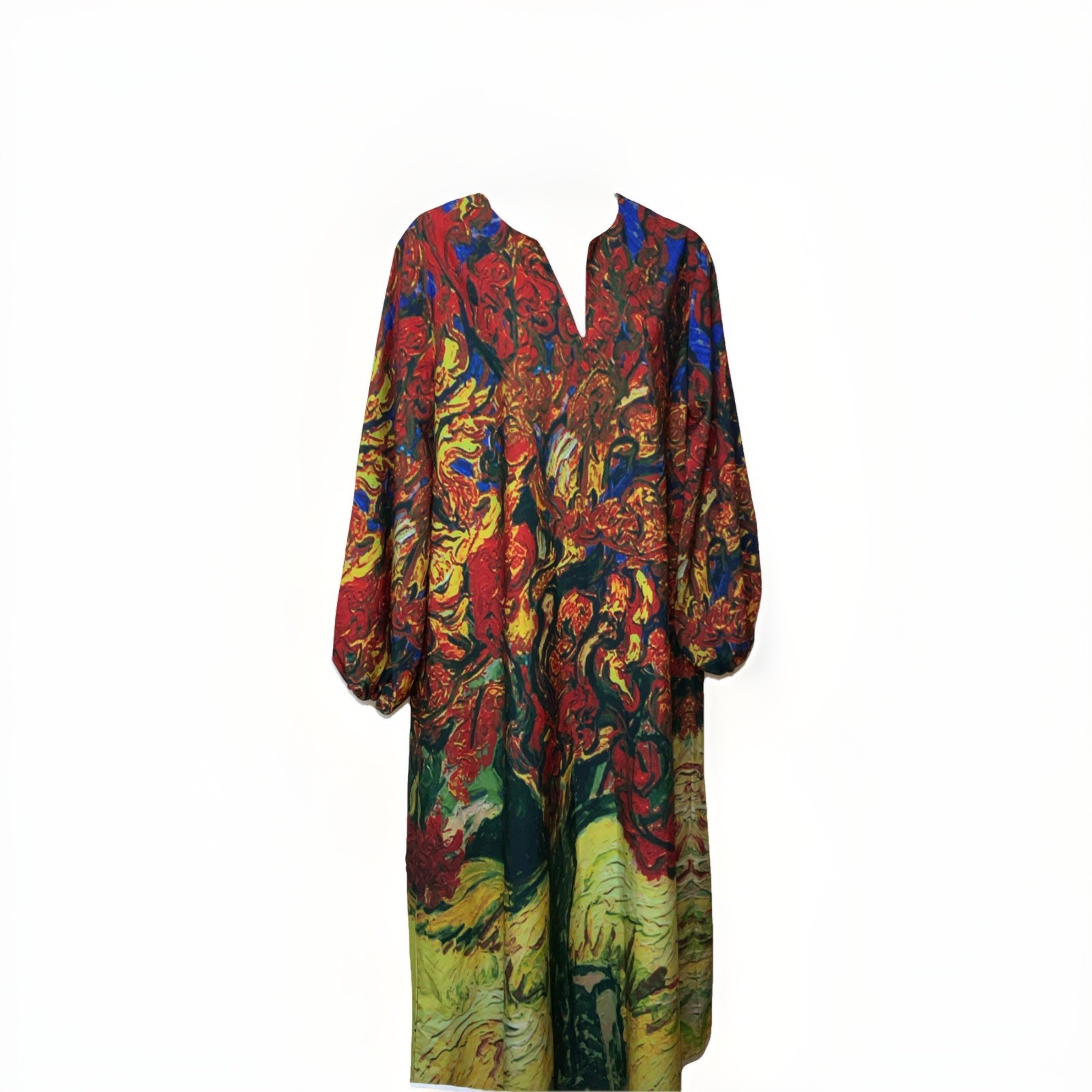 Zanzea Kaftan Mumu Women’s Large Van Gogh Mulberry Tree Print Boho Peasant Art