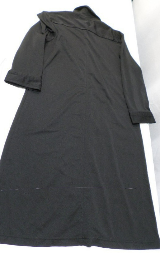 DESIGNER EXPRESS 100% POLYESTER LONG SLEEVE BUTTON UP BLACK DRESS SIZE 9/10