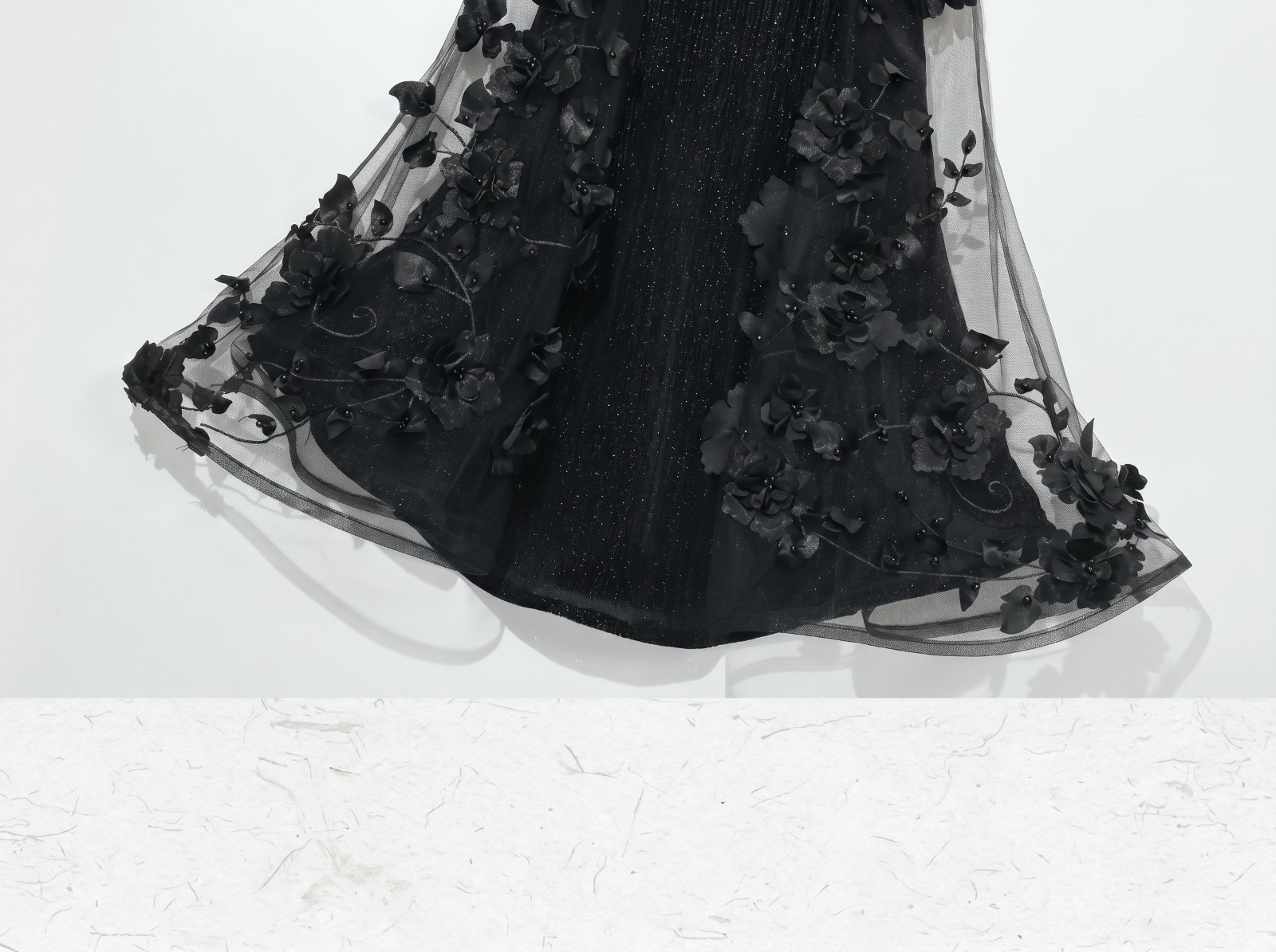 Mourning Day Gothic Beaded Embroidered Fishtail Maxi Dress