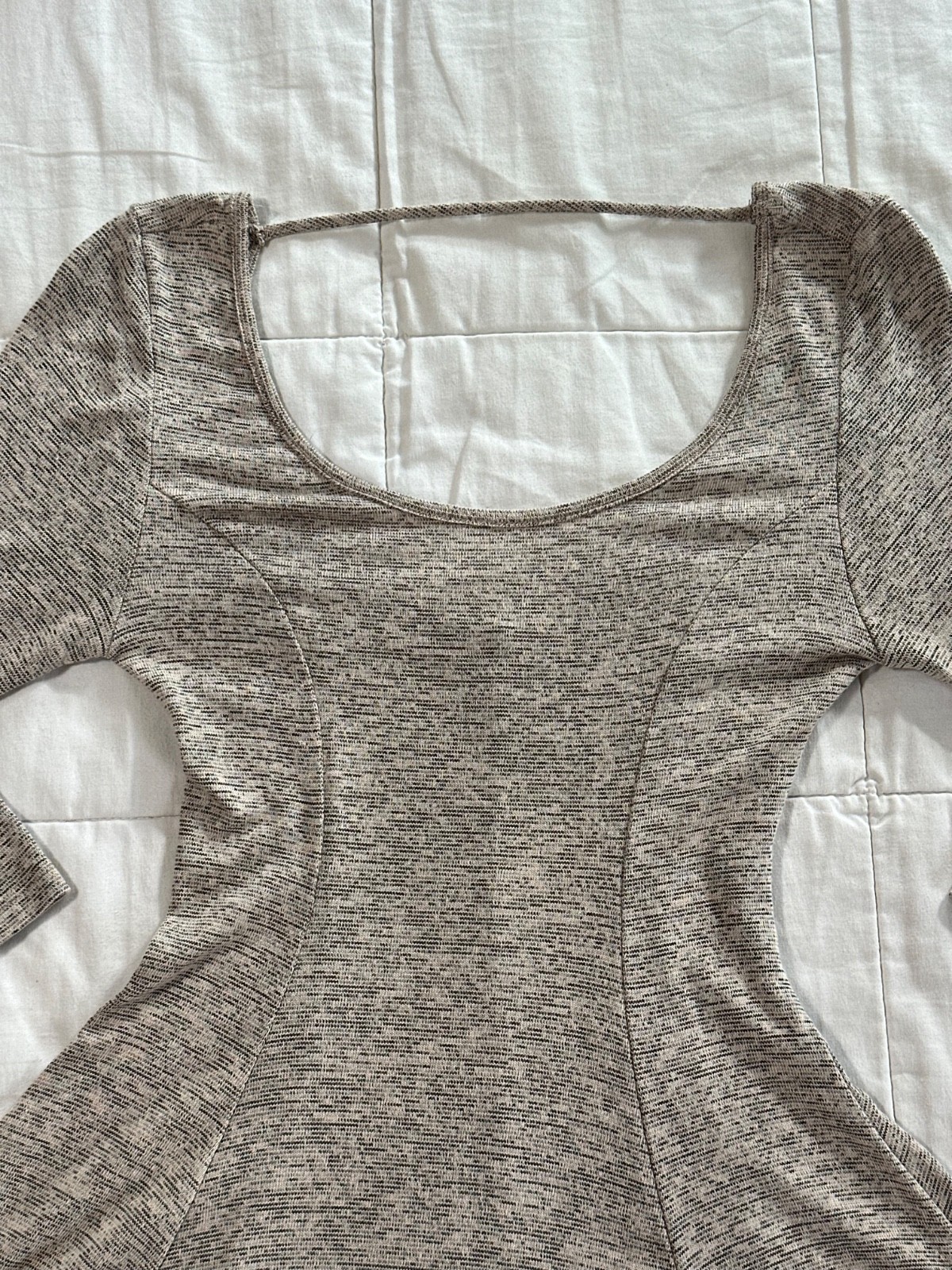 Aiden Y Mid Dress Knit Skater Open Back 3/4 Sleeves Size Small Y2K Fall