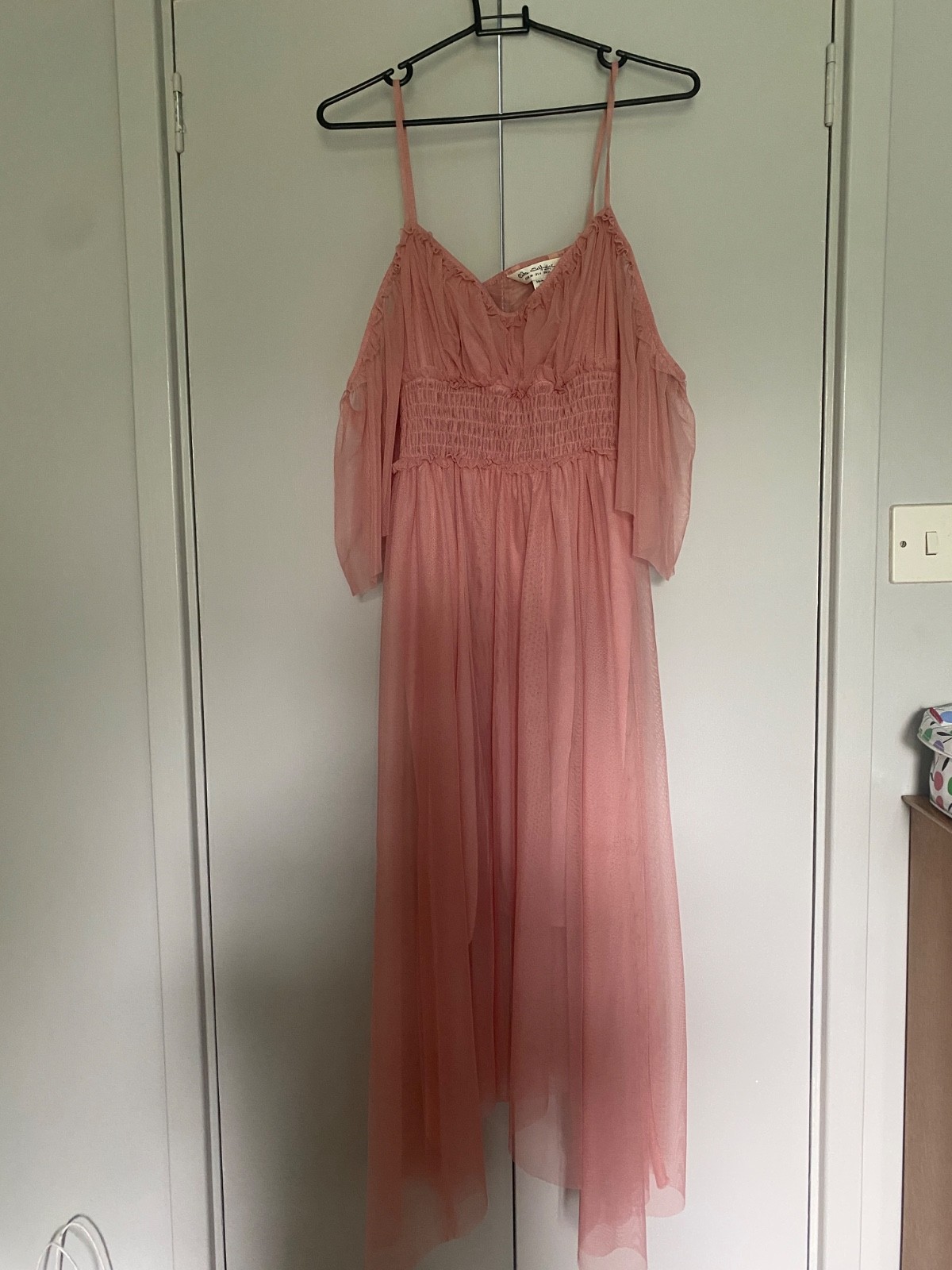 Dress Pink Gauze Miss Selfridge Asymmetrical Size 10 UK perfect condition.