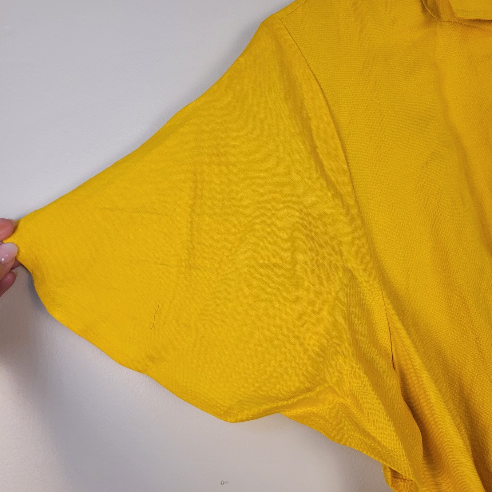 Jessica London Yellow Linen Blend Button Front Midi Shirt Dress Plus Size 20W