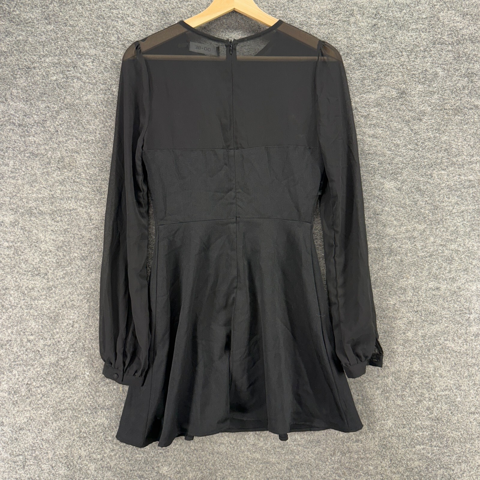 Do + Be Dress Women S Black Shift Short Crew Neck Long Sleeve Zipper Mini