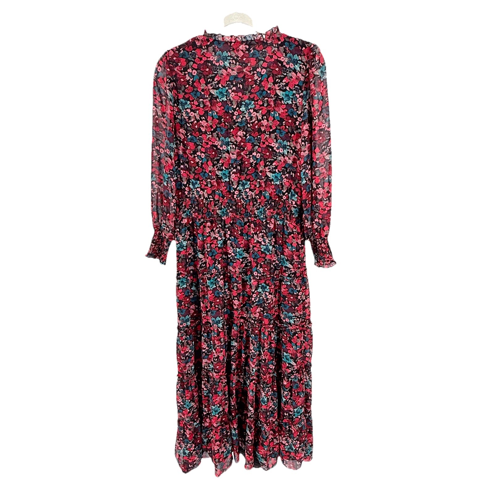 Vince Comuto Maxi Dress Medium Tiered Floral Ruffles Sheer Peasant Fairy Boho