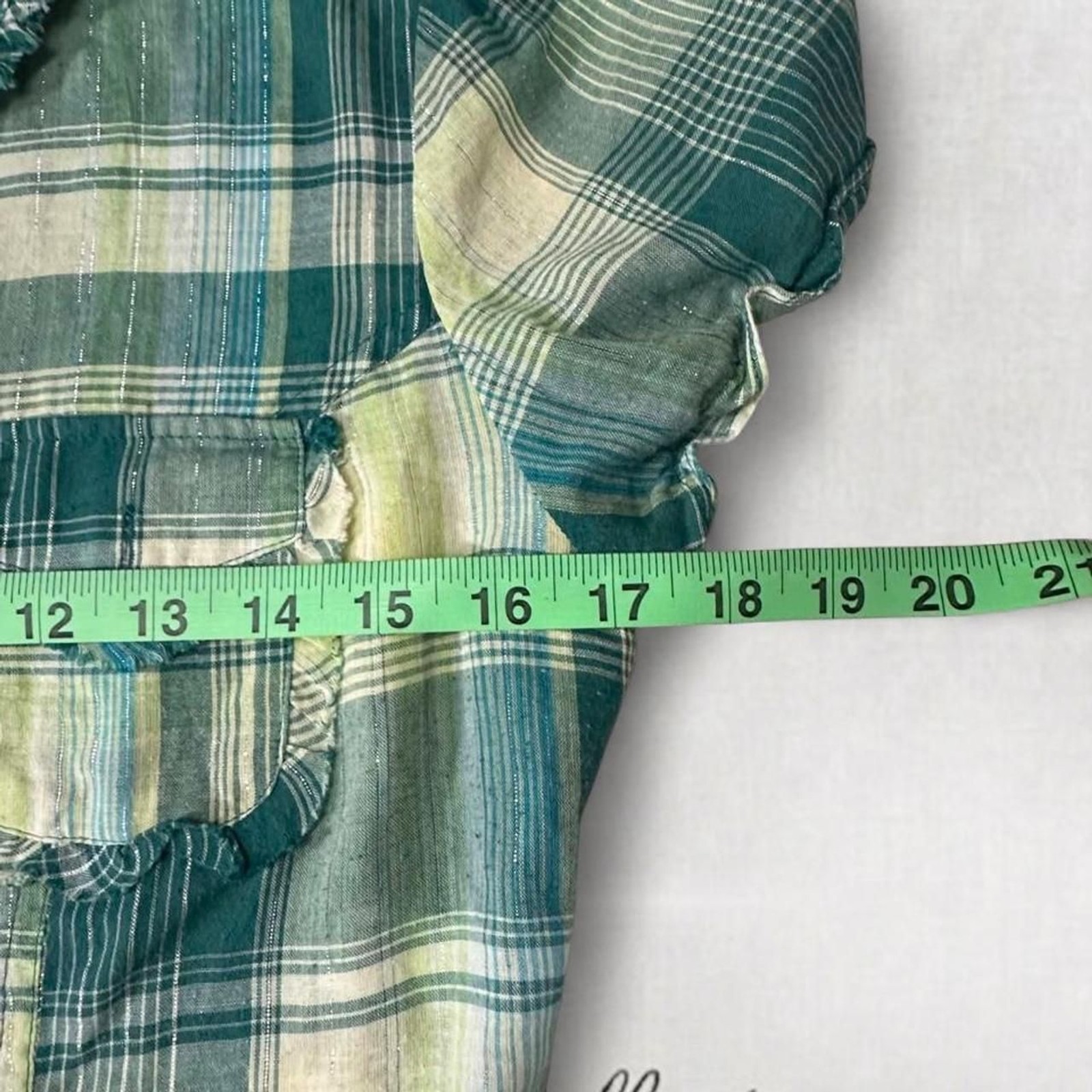 Grunge Style Green and White Plaid Collared Button Midi Dress