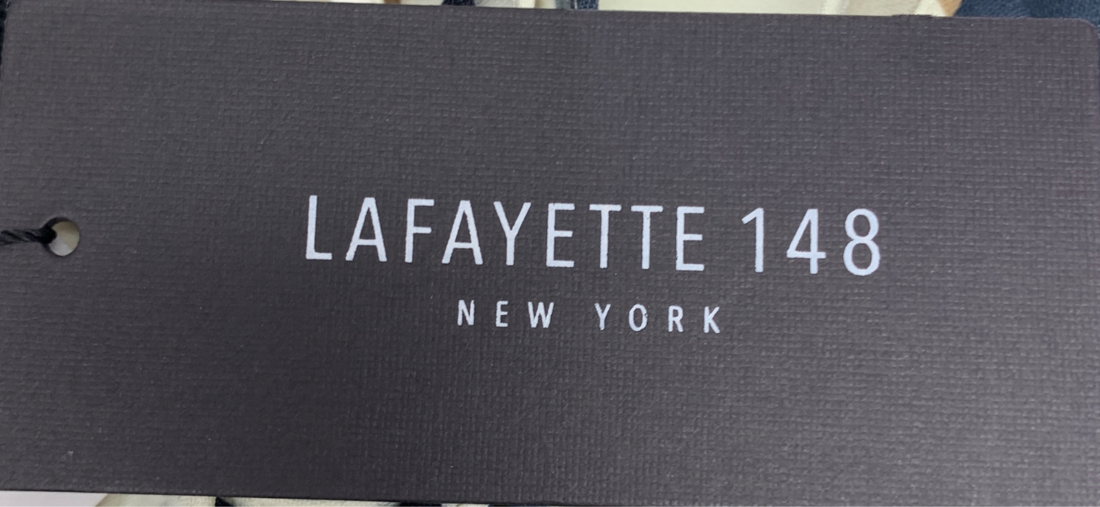 Lafayette 148 White Blue Brown Jubilee Triangle Belted V-Neck Dress NWD sz L