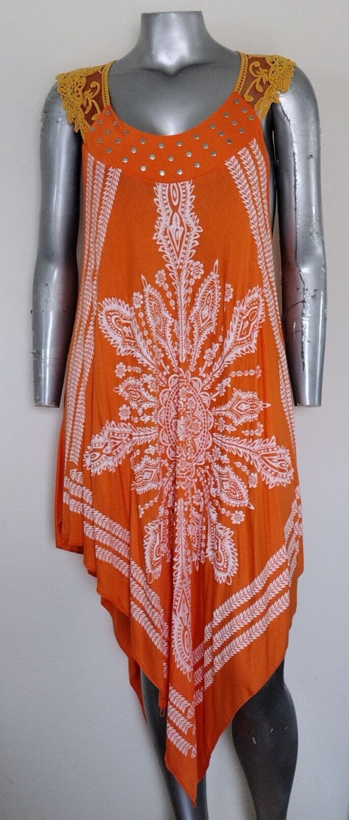 NWT Step in Style Asymmetrical Mandala Dress Size XXL Studded crochet Sleeveless