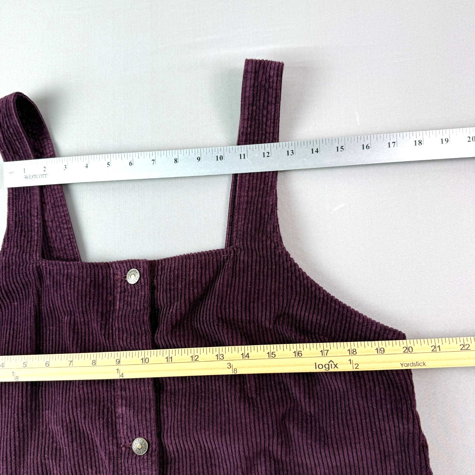 Fat Face US 12 UK 16 Purple Pinafore Dungaree Mini Dress Corduroy Button Pockets