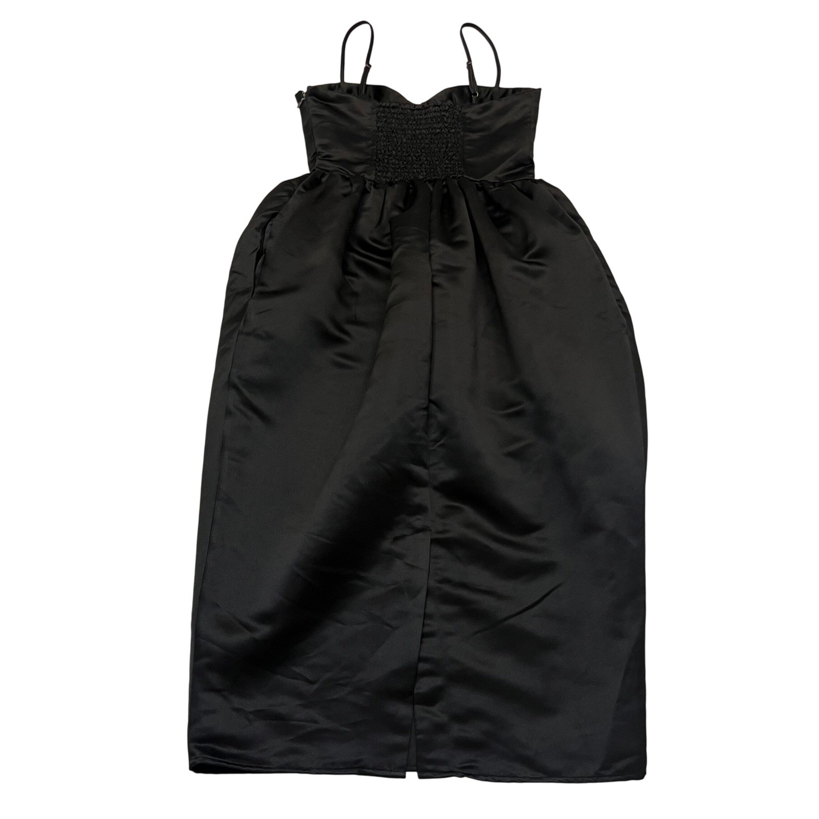 Future Collective Black Satin Bustier Smocked Back Corset LBD Dress NWT XS