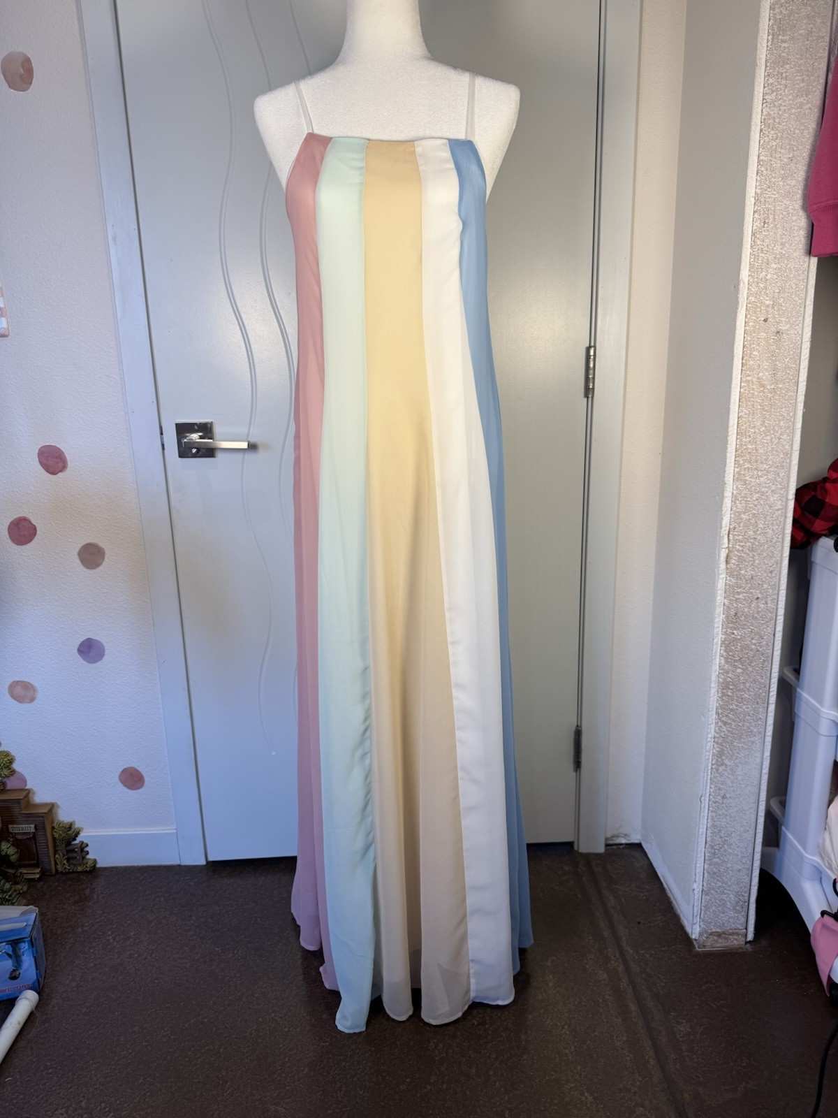Davi & Dani Colorblock Maxi Dress S Multicolor Adjustable Straps Scoop Neck