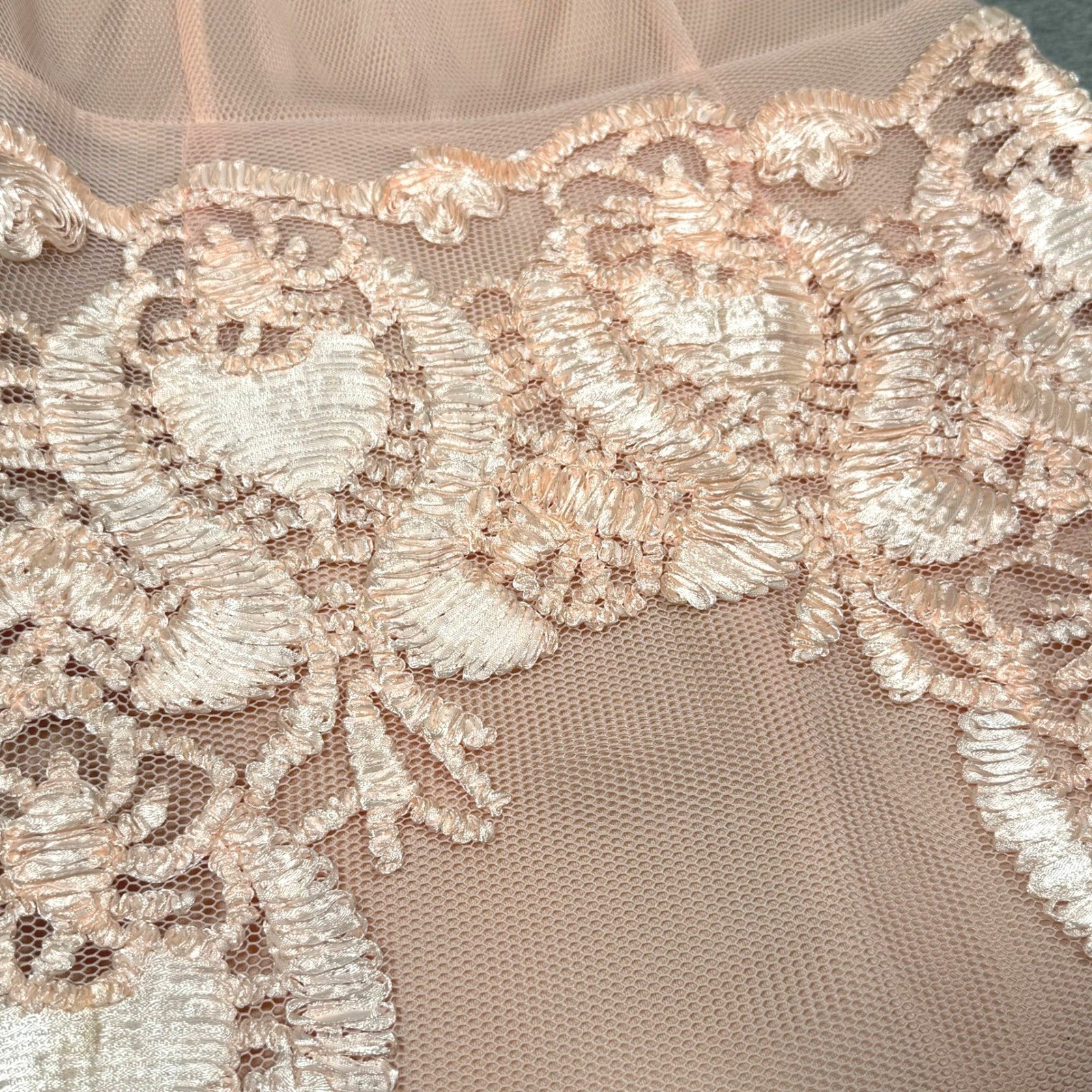 Soieblu Peach Pink Mesh Lace Off The Shoulder Mini Dress Womens Large Cocktail