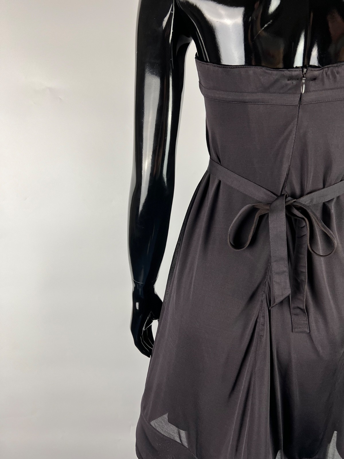 Celine Asymmetrical Sleeveless Belted Pleated Corset Dress Size S