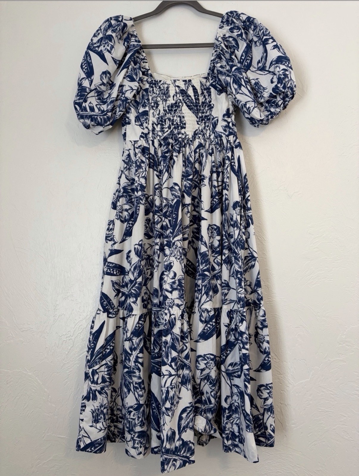 Abercrombie & Fitch Emerson Poplin Puff Sleeve Midi Dress XS Petite