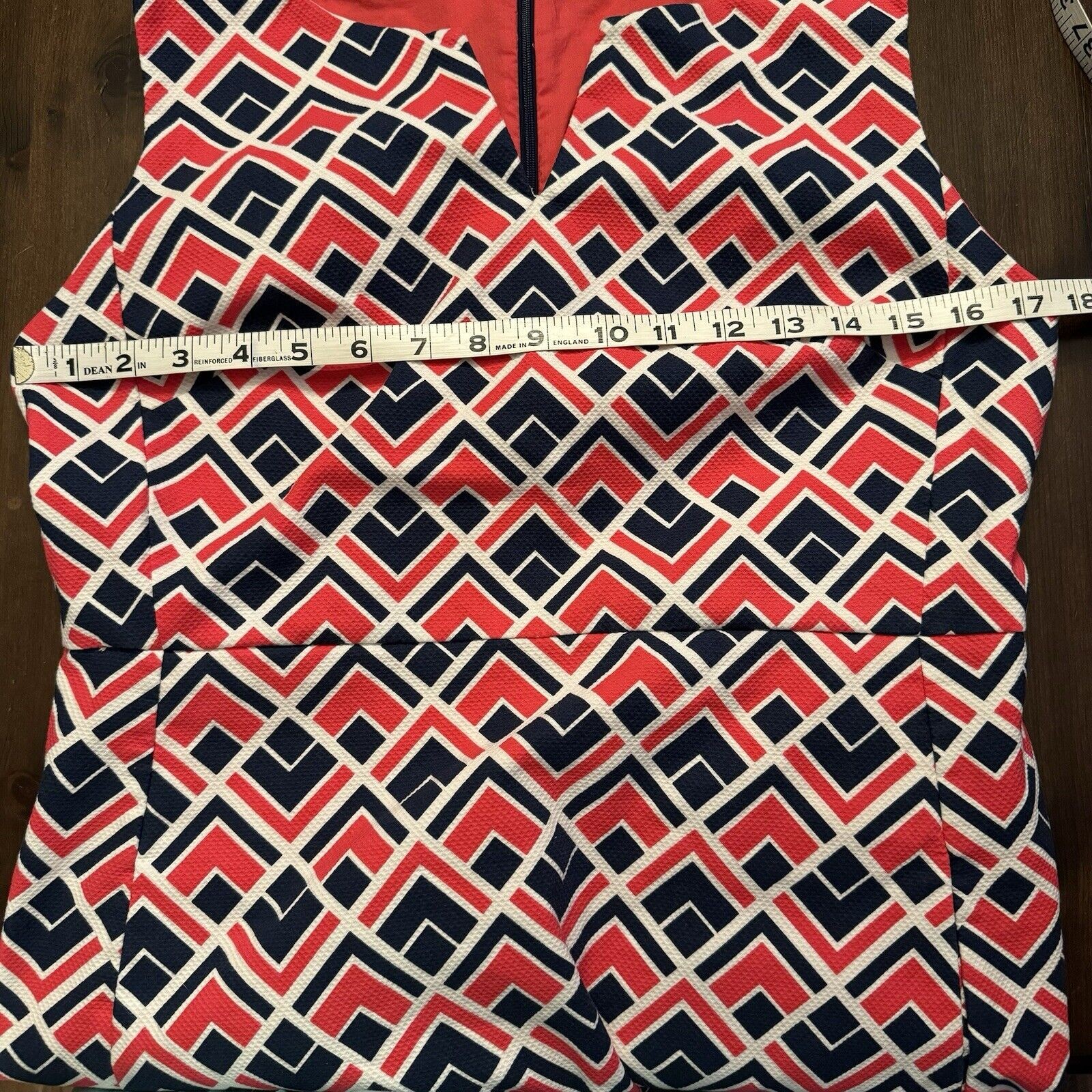 Gap Marcy Dobby Geometric A-Line Sheath Dress 10P Pink Navy