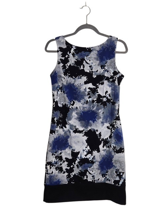 AB Studio Black Blue Gray Sleeveless Sheath Mini Dress Sz 8 Wedding Guest Dress