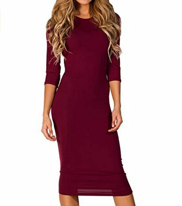 ICONOFLASH Women’s 3/4 Sleeve Bodycon Midi Dress – S To 3XL
