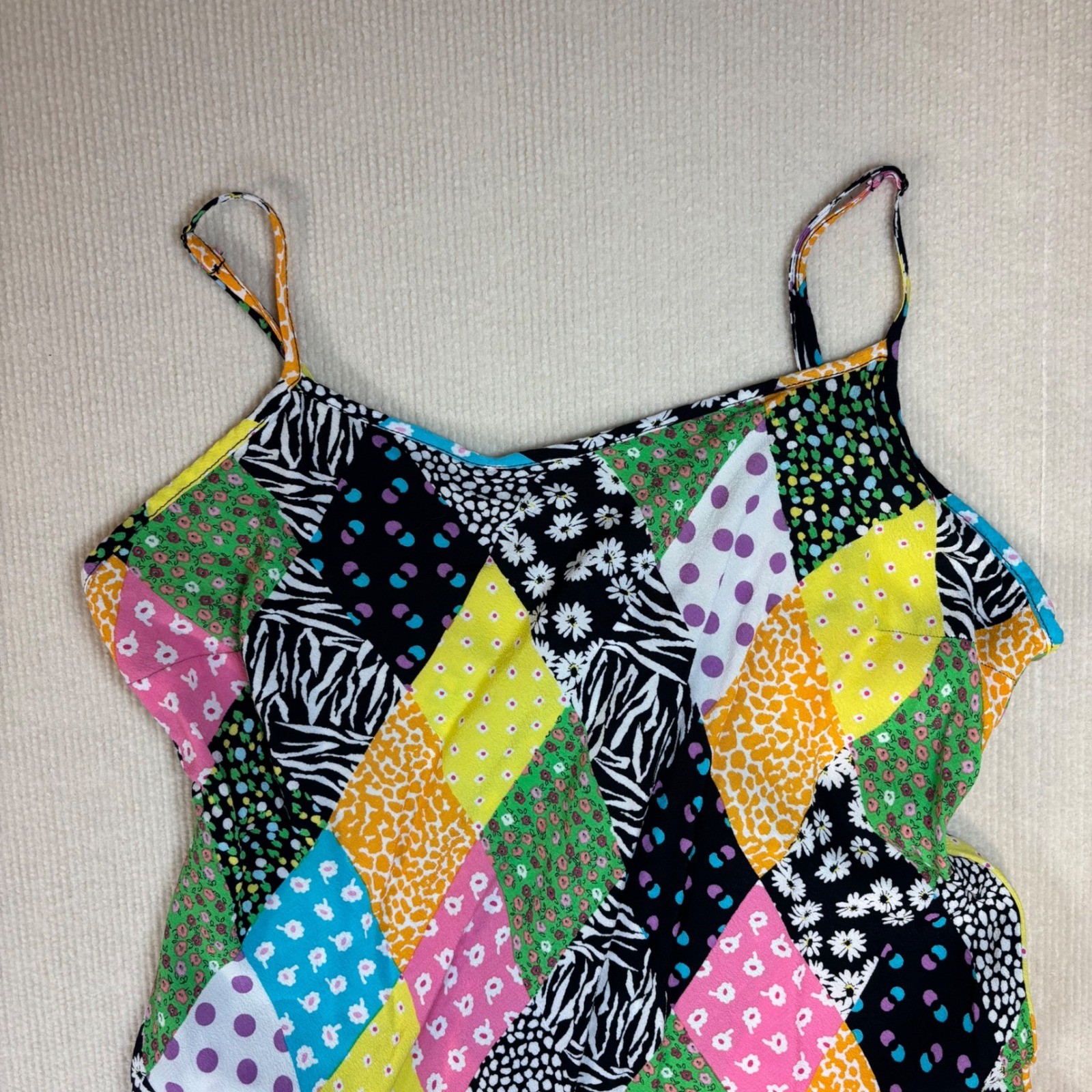 RIXO for Target Patchwork Floral Zebra Print Slip Midi Dress Multi Color Large