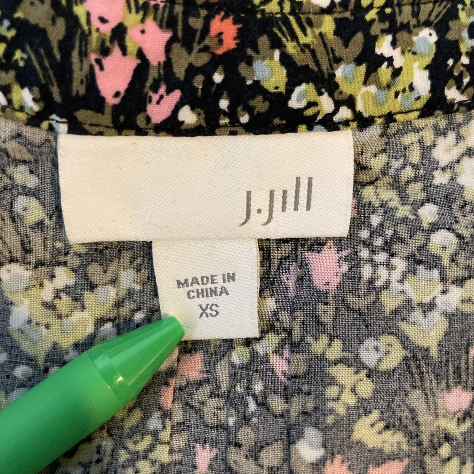 J.Jill Floral Meadow Sleeveless Button Shirt Dress XS Pockets Summer Pretty