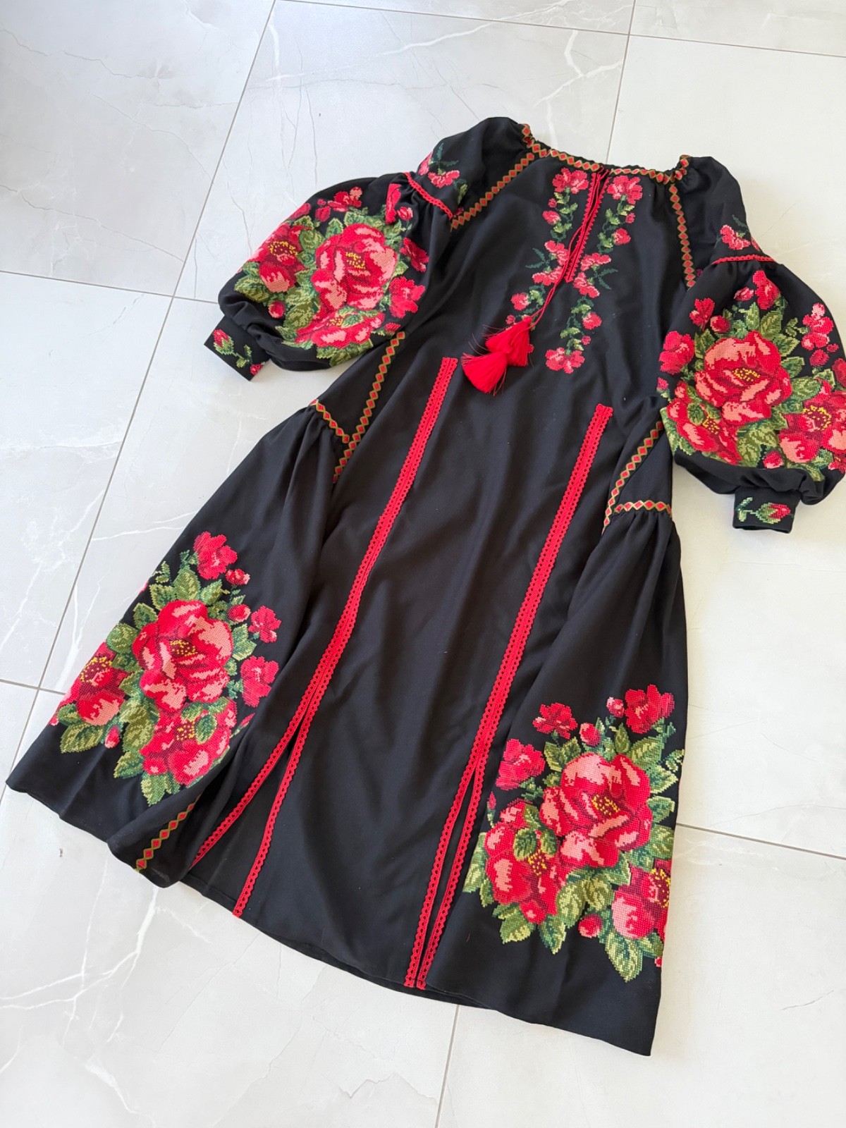 Women’s Ukrainian Embroidered Maxi Dress Vyshyvanka Boho Floral Linen S-XXXL