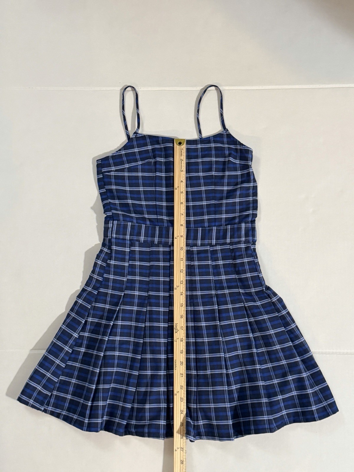 Divided by H&M Blue Plaid Pleated Dress in Size XS / EU Size 34