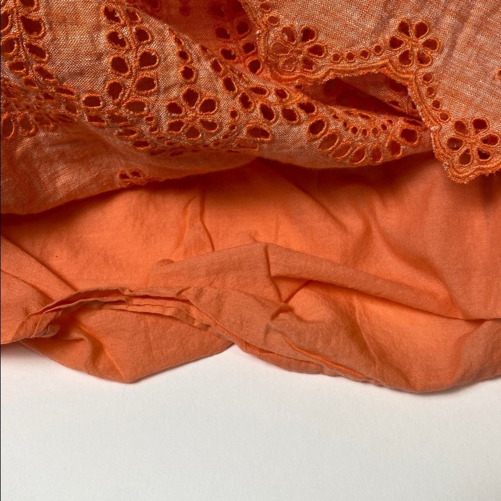 Lands’ End Canvas 1963 Strapless 100% Linen Eyelet Dress Size 10 Orange