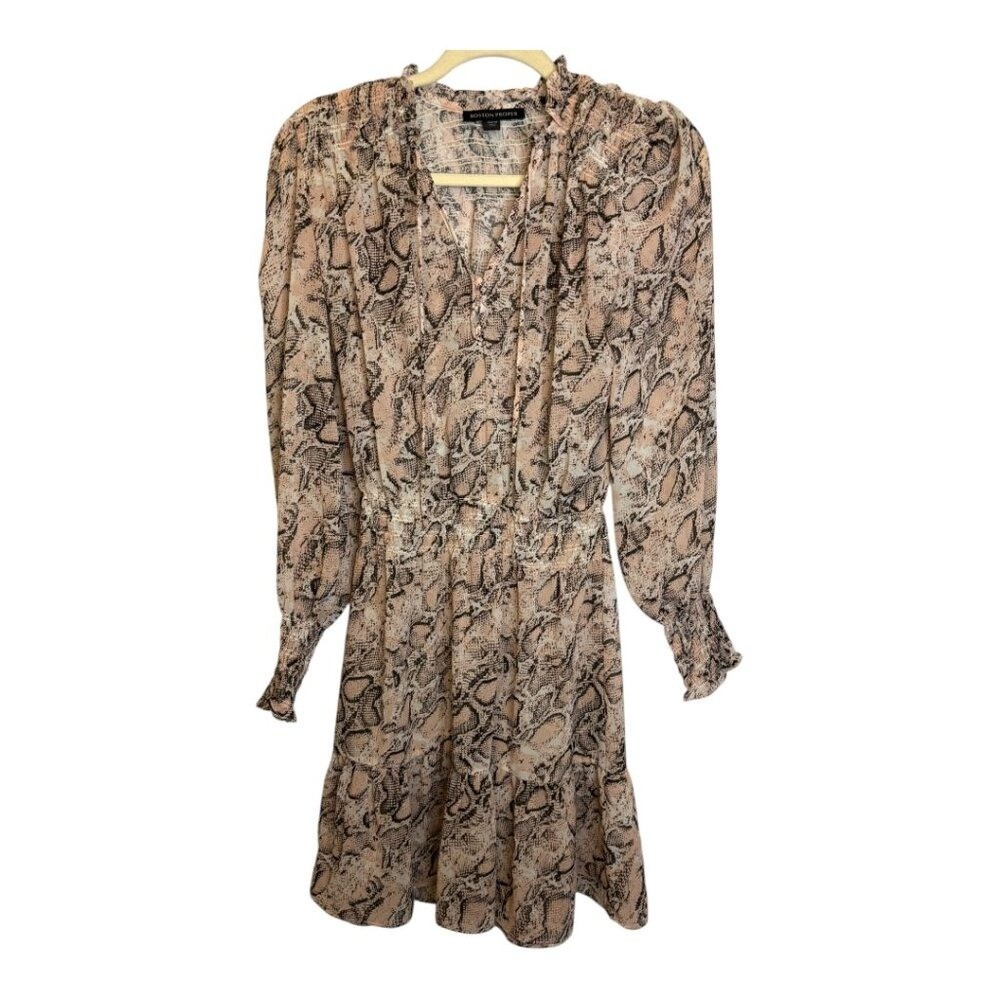 Boston Proper Dress Women’s Size XS Extra Small lightweight sheer animal print