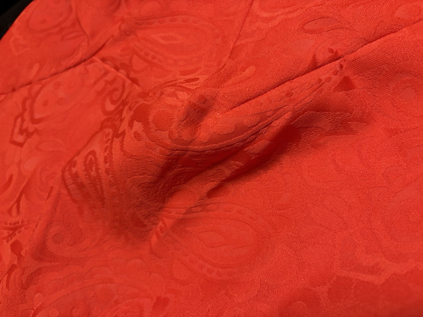 VTG Red Paisley Print Chinese Qipao Dress Cheongsam Maxi 70s Women’s S