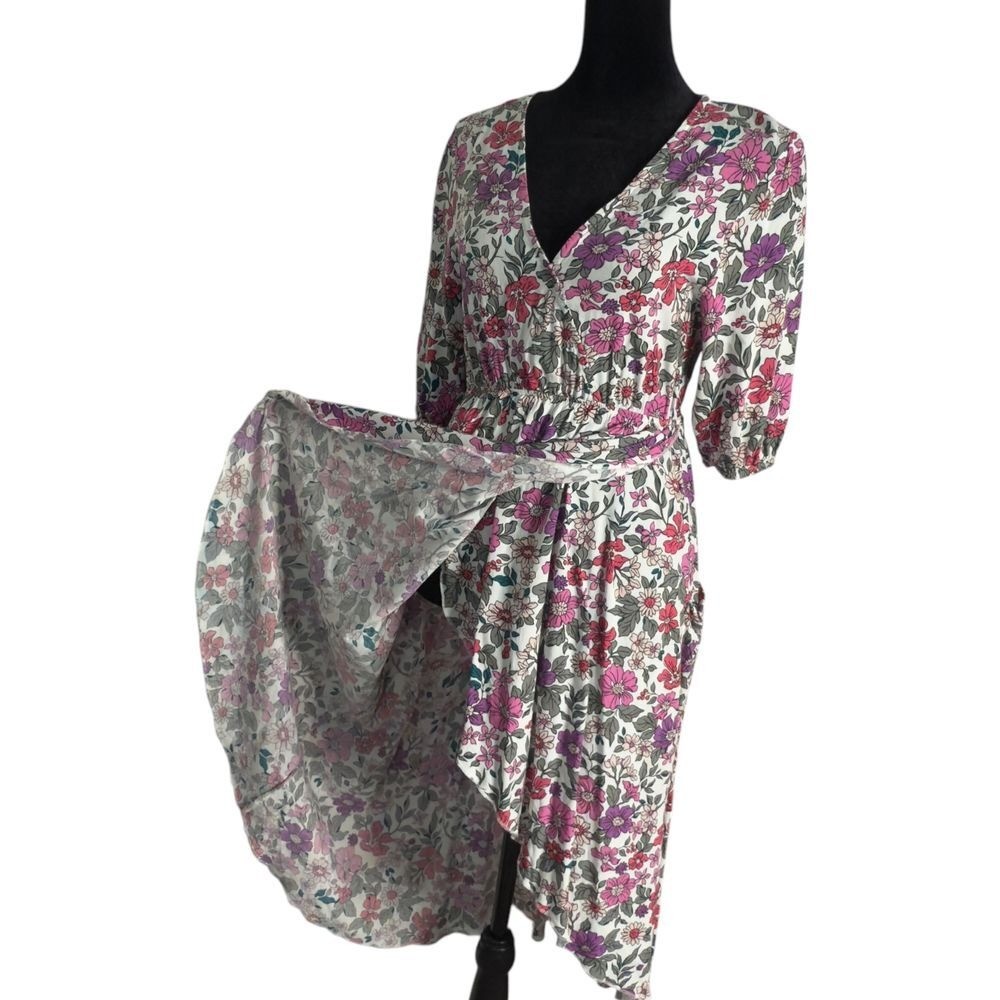 Anthropologie Sunday Mi Amor Floral Dress Size S Asymmetrical Cottage Feminine
