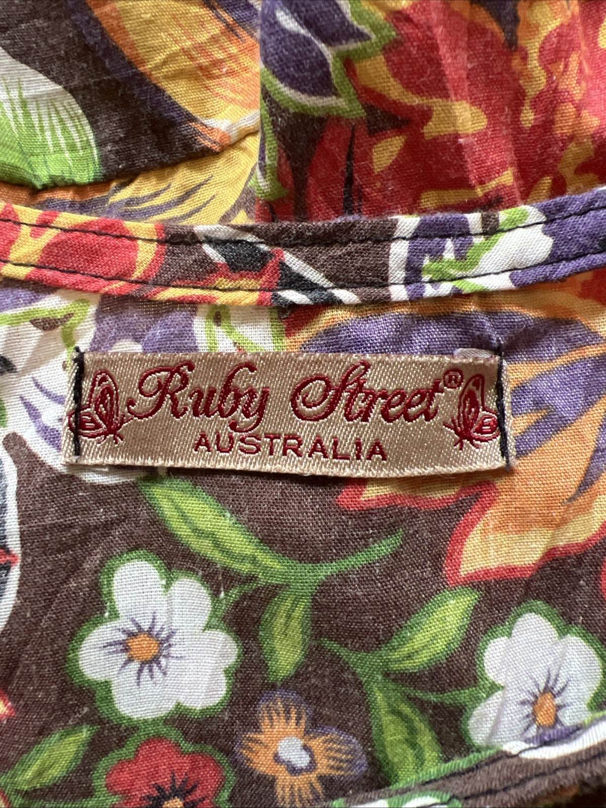 Ruby Street Australia Brown Multi Color Floral Sleeveless Dress Free Size Boho