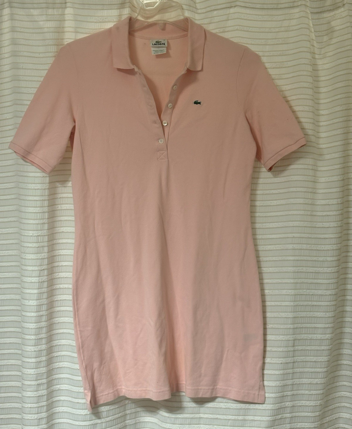 Lacoste Pink Short Sleeve Piqué Cotton Polo Dress Crocodile Logo Regular Fit 44