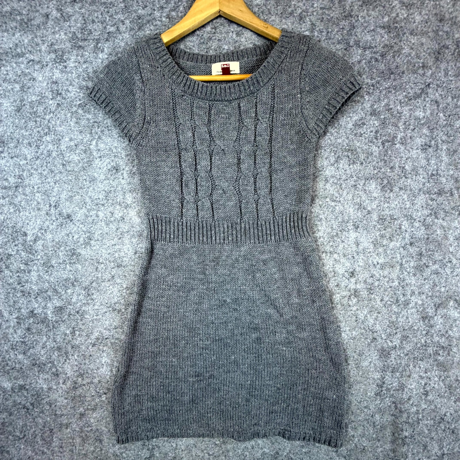 LEI Life Energy Intelligence Sweater Dress Women Juniors Small Heather Gray Y2K
