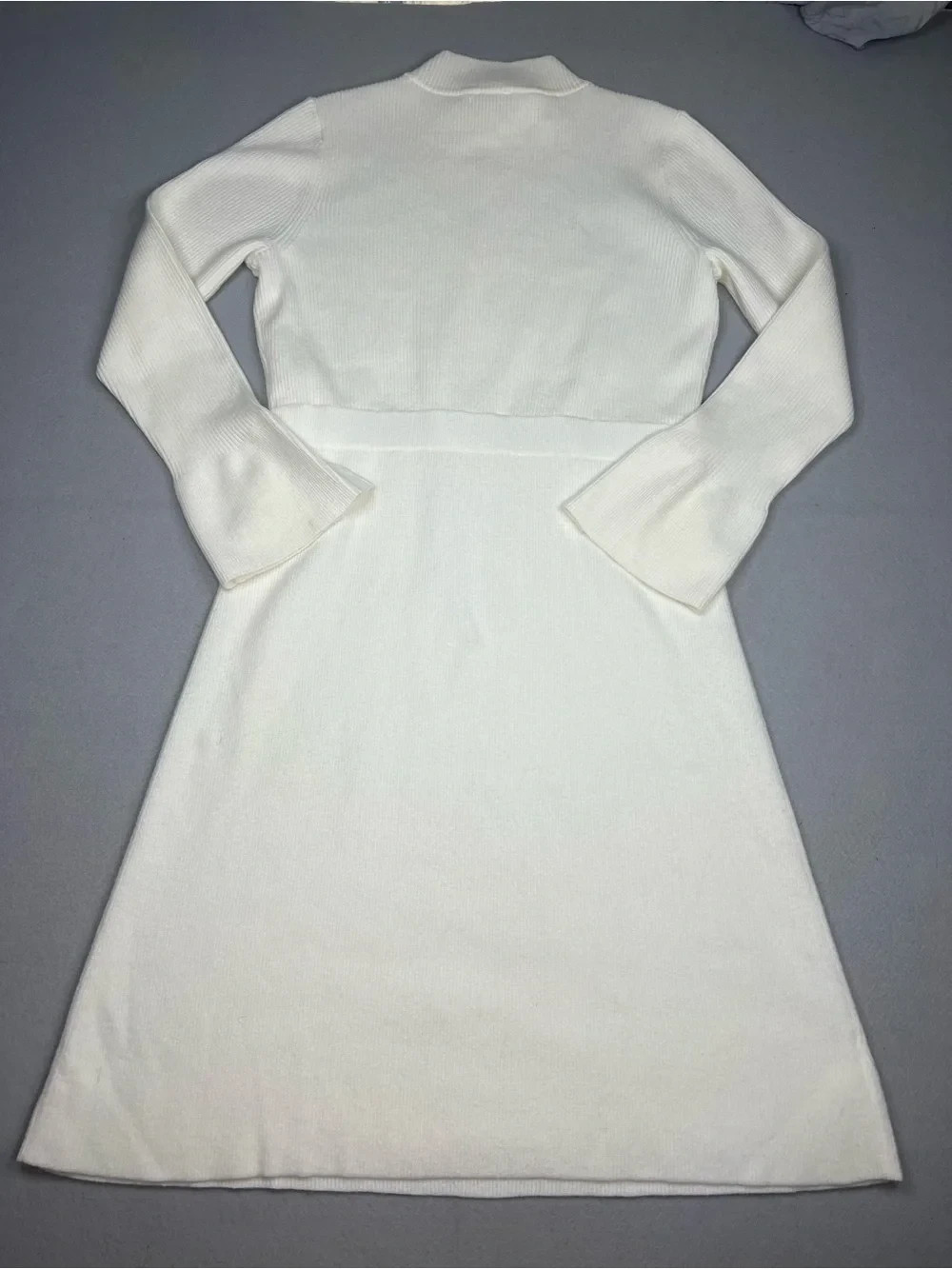 NEW ANN TAYLOR $149 AZURITE RIBBED BUTTON CUFF SWEATER DRESS SZ L