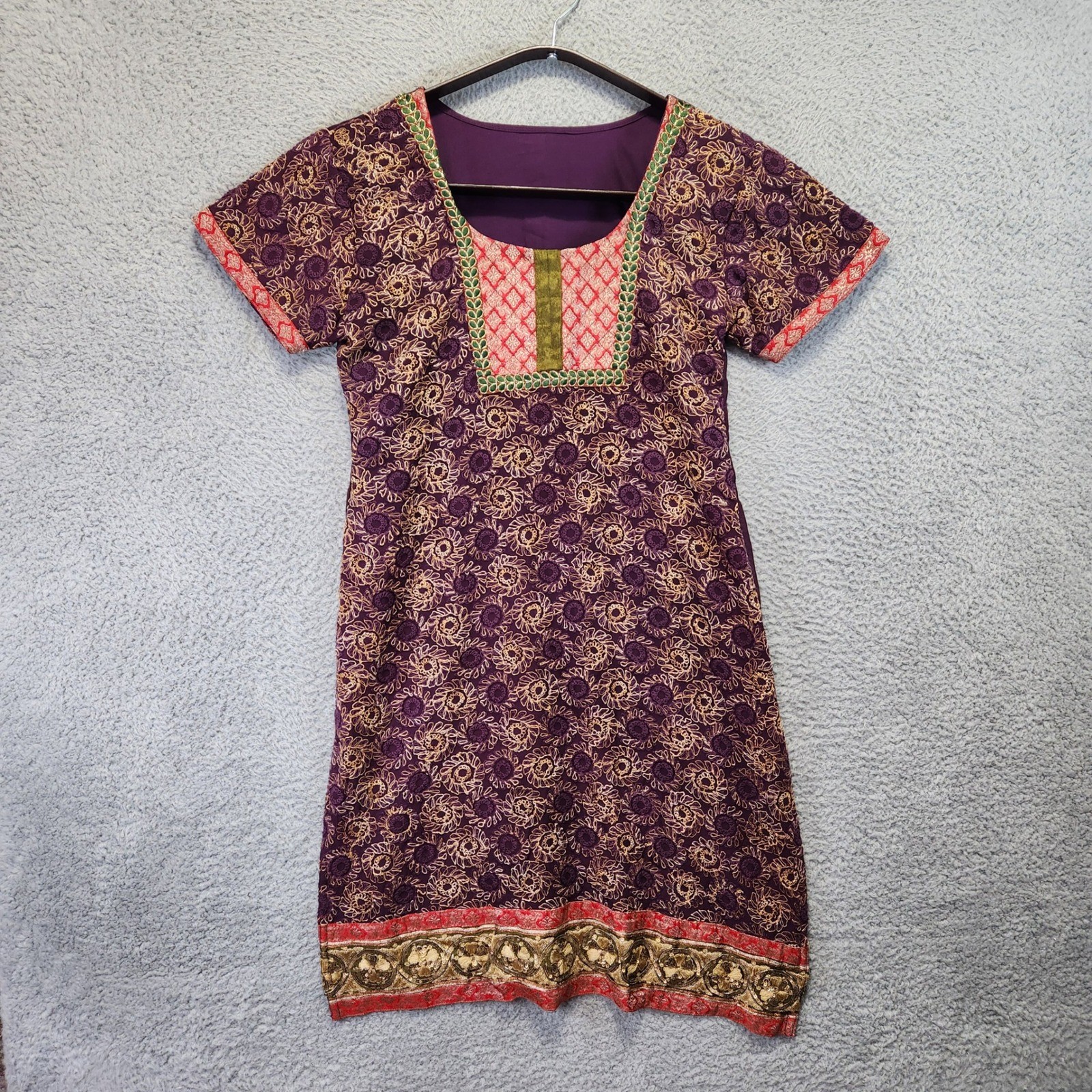 Embroidered Floral Dress Purple Gold No Tags Check Sizes in Pictures Bohemian