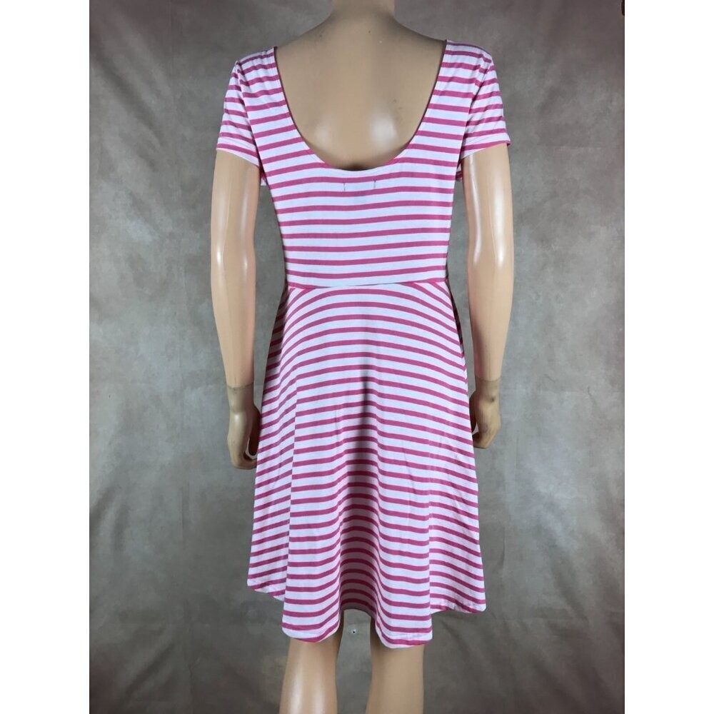 American Living Pink Striped Cotton Fit & Flare Dress Medium