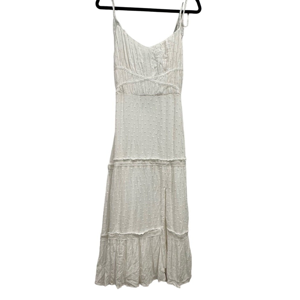 PAIGE NWT $249 Inesa White Swiss Dot Midi Dress SASH MISSING Size XS