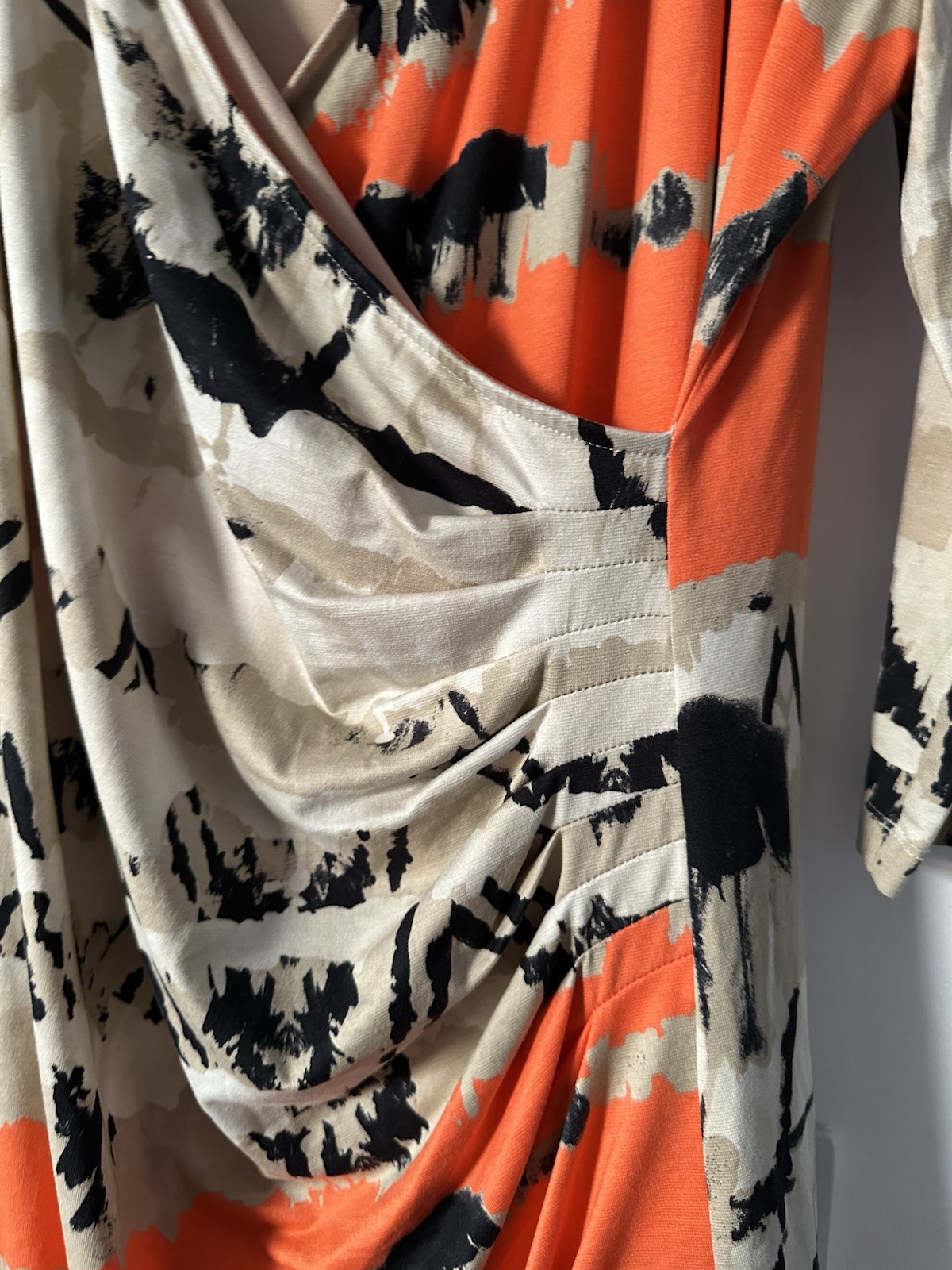 Ariana Wrap Effect Dress Abstract Print Ruched Brand Size 6 EU 46 UK 18